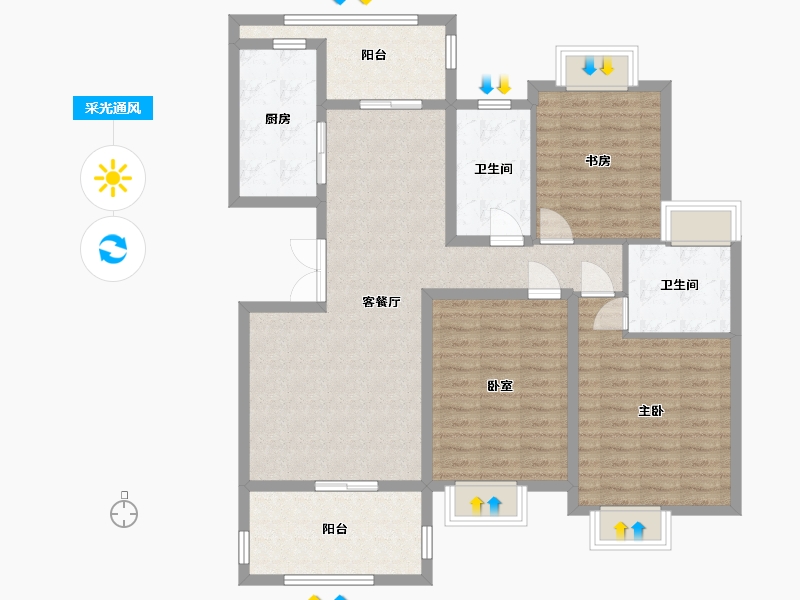 江苏省-常州市-世茂·香槟湖-128.00-户型库-采光通风