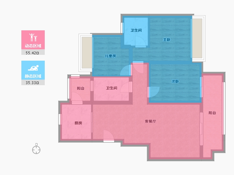 重庆-重庆市-智慧樾府-78.40-户型库-动静分区