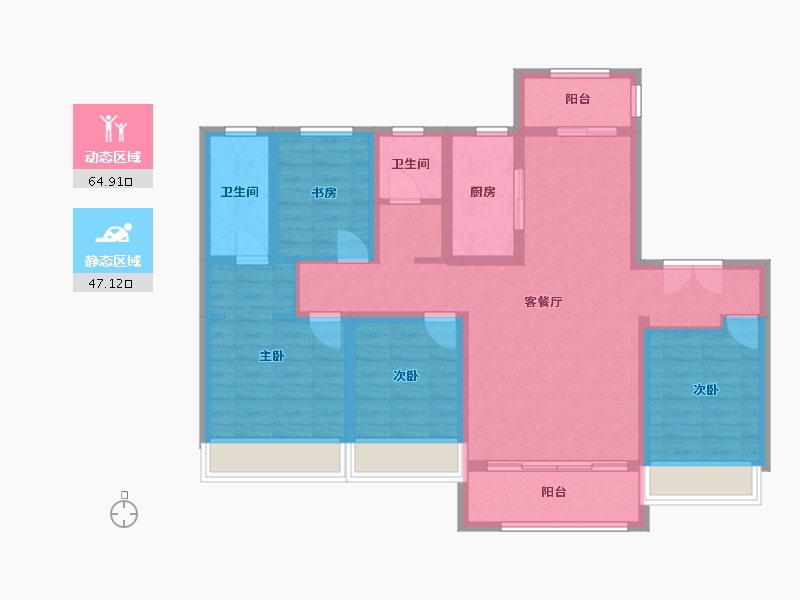 新疆维吾尔自治区-塔城地区-华疆府-146.40-户型库-动静分区