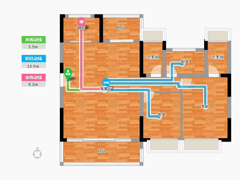 湖南省-长沙市-碧桂园博萃梅溪-104.18-户型库-动静线