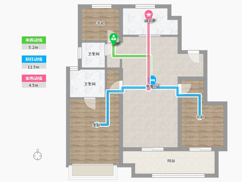 安徽省-亳州市-绿地紫峰公馆-94.40-户型库-动静线