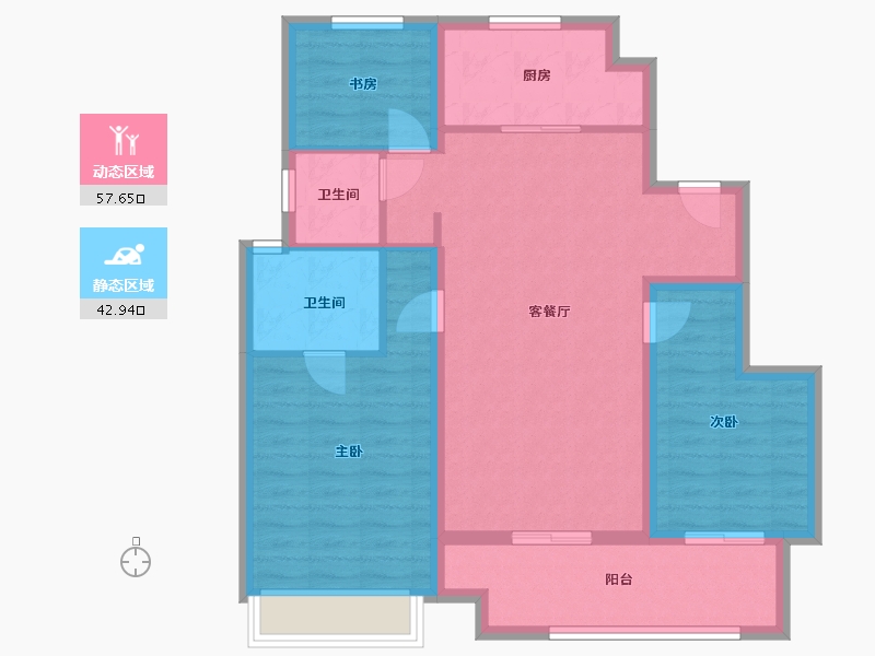 安徽省-亳州市-绿地紫峰公馆-94.40-户型库-动静分区