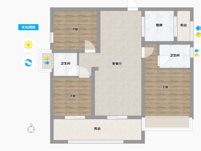 四川省-乐山市-世纪华府-85.11-户型库-采光通风