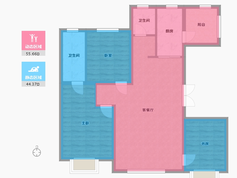 黑龙江省-绥化市-弘坤龙玺-98.00-户型库-动静分区