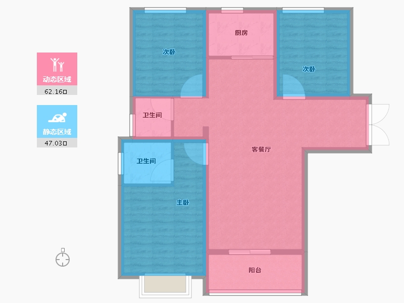 陕西省-宝鸡市-冠宇·锦和佳苑-98.41-户型库-动静分区