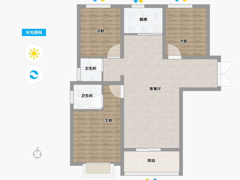 陕西省-宝鸡市-冠宇·锦和佳苑-98.41-户型库-采光通风