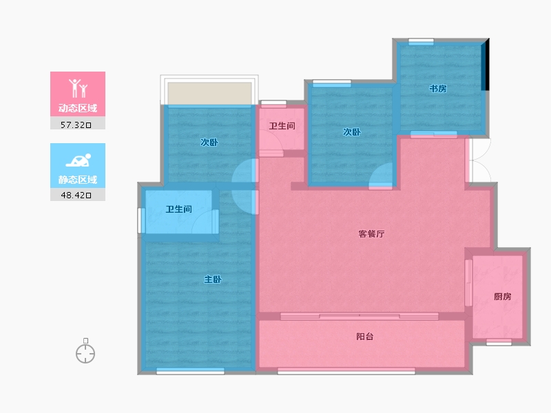 重庆-重庆市-巴南新鸥鹏巴川府-94.31-户型库-动静分区