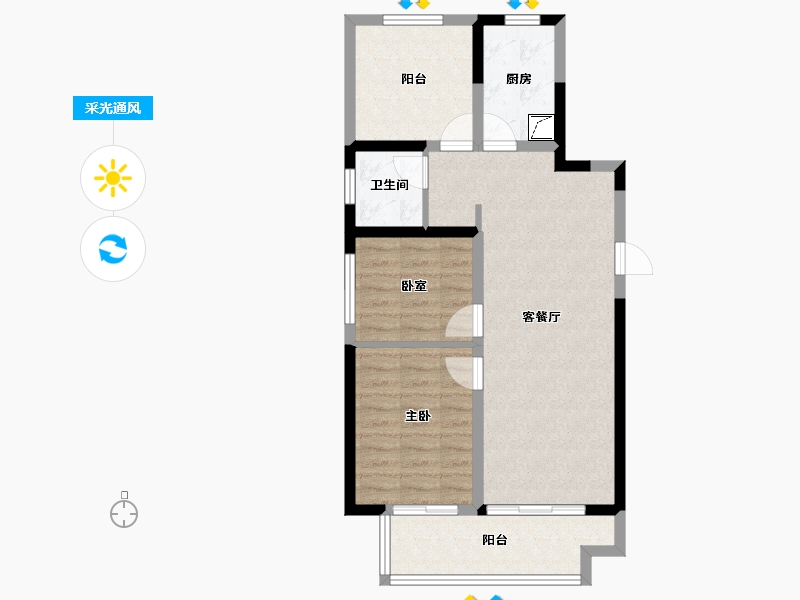 河南省-郑州市-高新·和锦莲序-71.64-户型库-采光通风