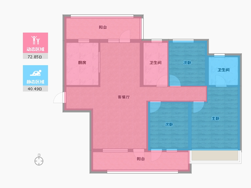 青海省-西宁市-中房·东方云舒-100.79-户型库-动静分区