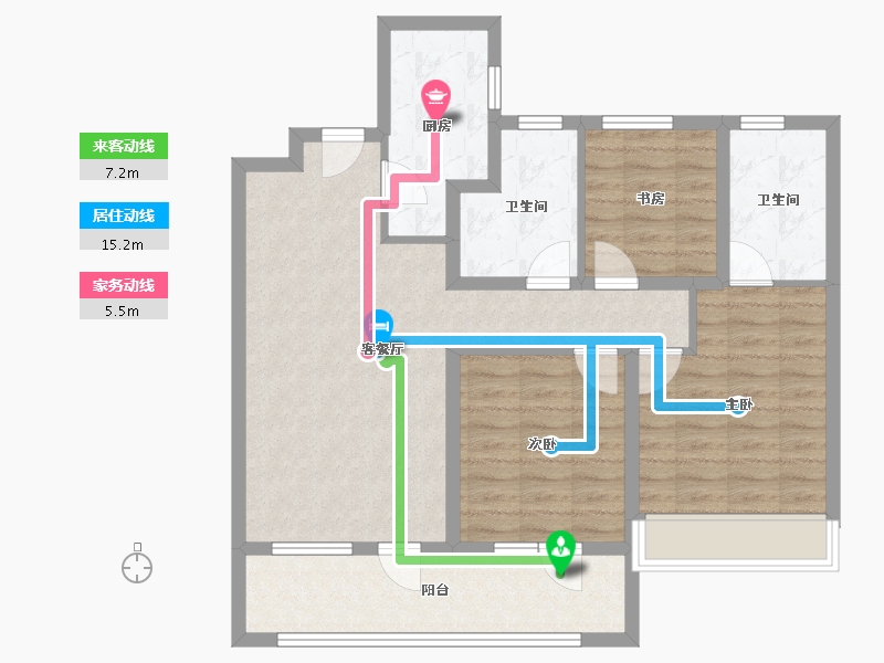 青海省-西宁市-中房·东方云舒-90.40-户型库-动静线