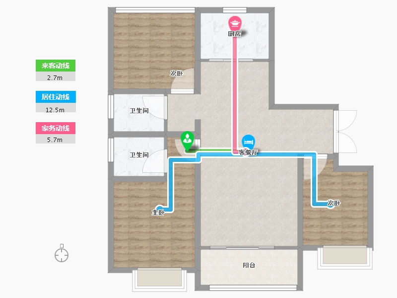 陕西省-宝鸡市-冠宇·锦和佳苑-104.00-户型库-动静线