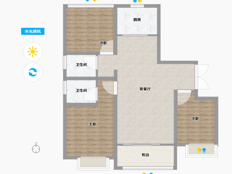 陕西省-宝鸡市-冠宇·锦和佳苑-104.00-户型库-采光通风