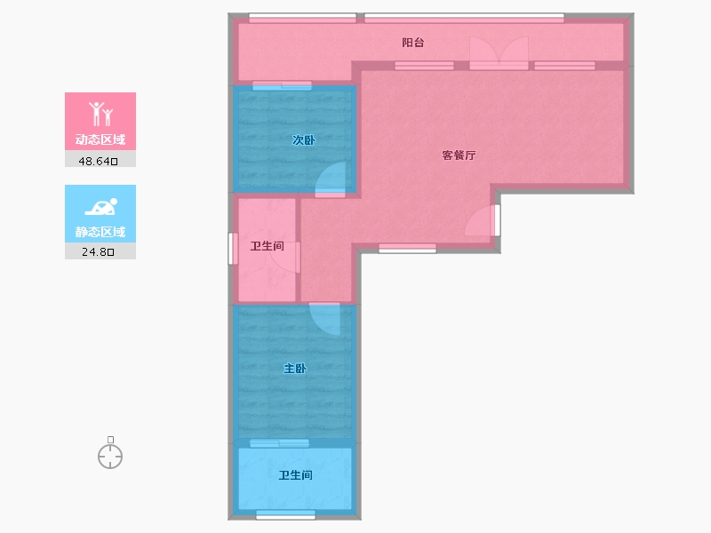 陕西省-宝鸡市-金泰·太白云境-64.64-户型库-动静分区