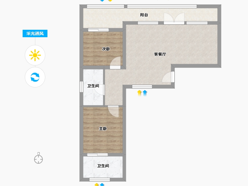 陕西省-宝鸡市-金泰·太白云境-64.64-户型库-采光通风