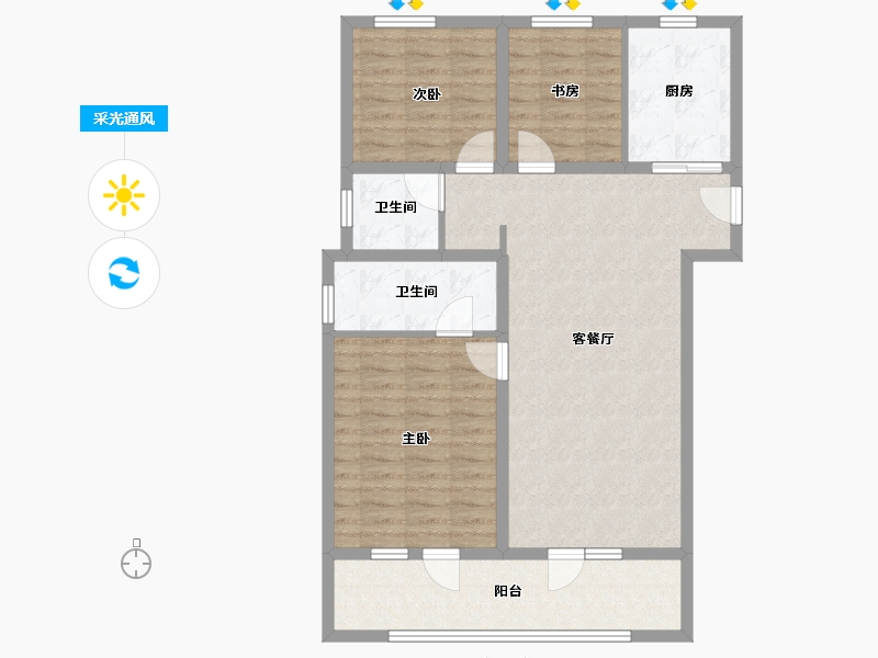 青海省-西宁市-中房·东方云舒-95.20-户型库-采光通风