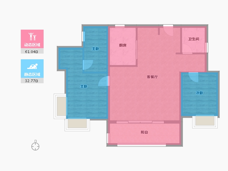 黑龙江省-鹤岗市-招商玺家园-84.72-户型库-动静分区