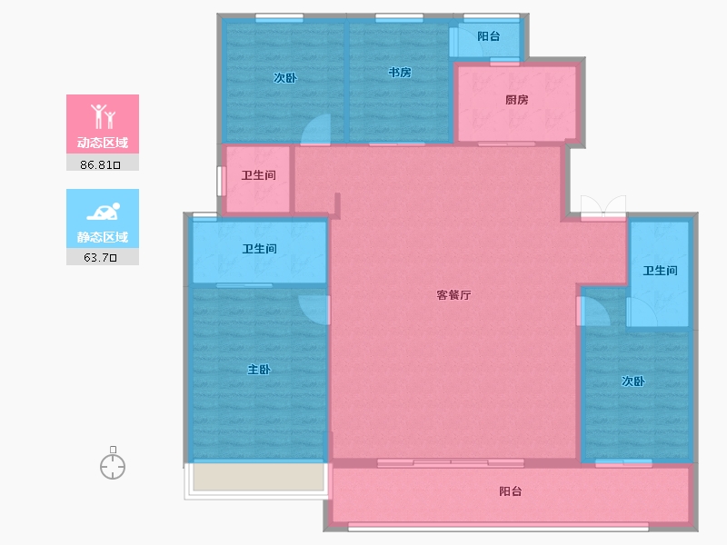 陕西省-西安市-华润置地港悦城-138.00-户型库-动静分区