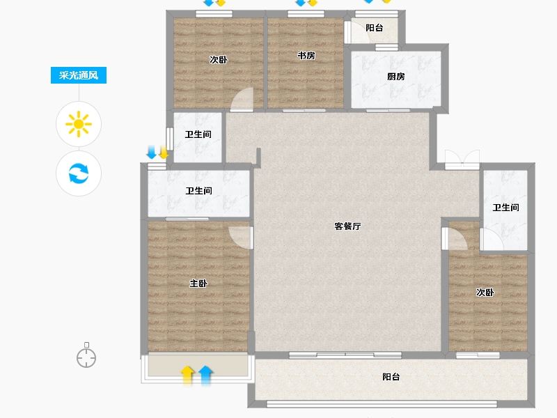 陕西省-西安市-华润置地港悦城-138.00-户型库-采光通风