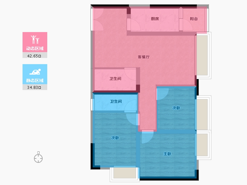 重庆-重庆市-煌华晶萃城峯悦-68.02-户型库-动静分区