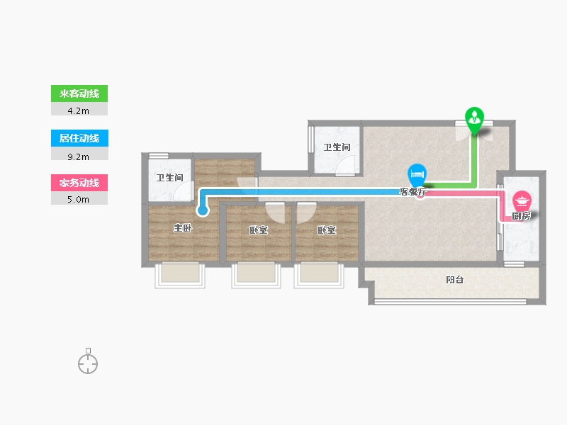 重庆-重庆市-信达九珑郡-76.79-户型库-动静线