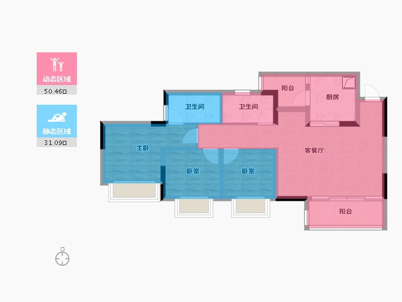 重庆-重庆市-中国铁建山语桃源-71.75-户型库-动静分区