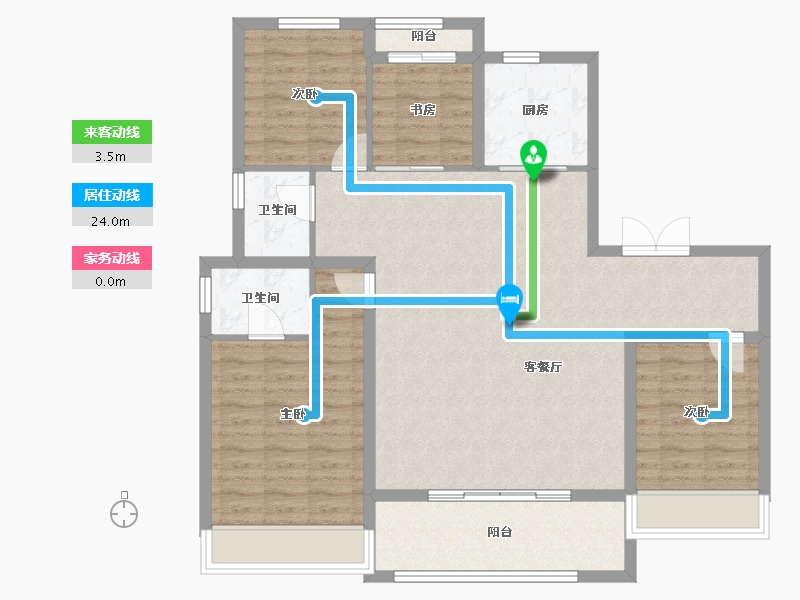 陕西省-西安市-华润置地港悦城-104.81-户型库-动静线