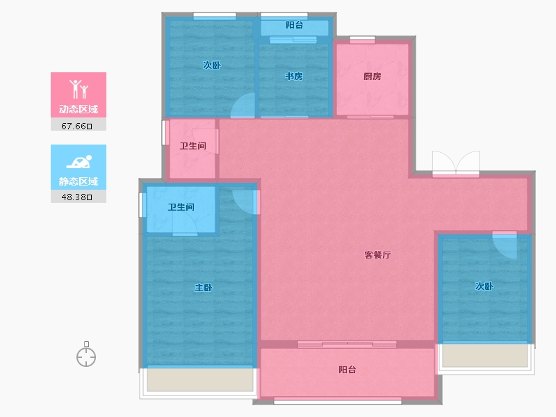 陕西省-西安市-华润置地港悦城-104.81-户型库-动静分区