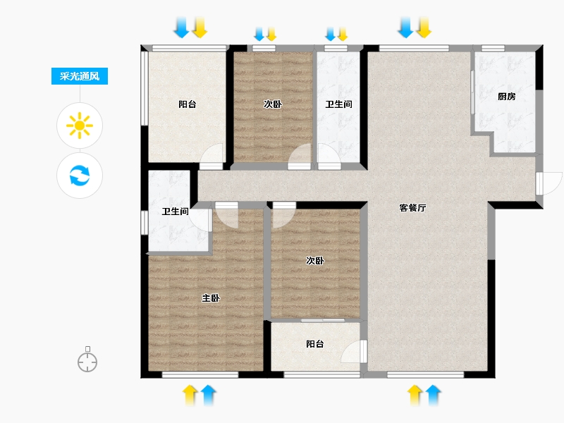 湖南省-长沙市-建工·象山国际-128.41-户型库-采光通风