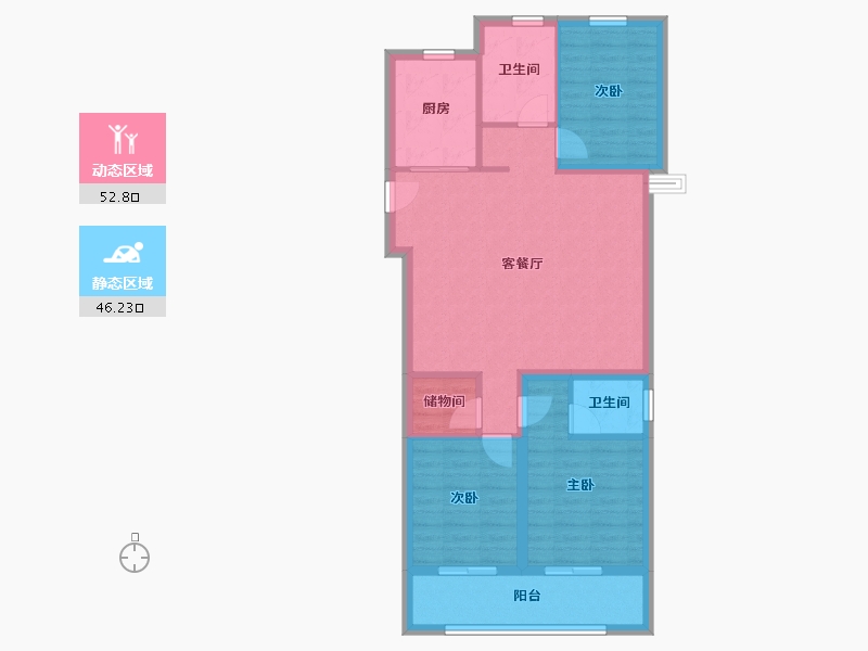 陕西省-西安市-华润置地港悦城-89.06-户型库-动静分区