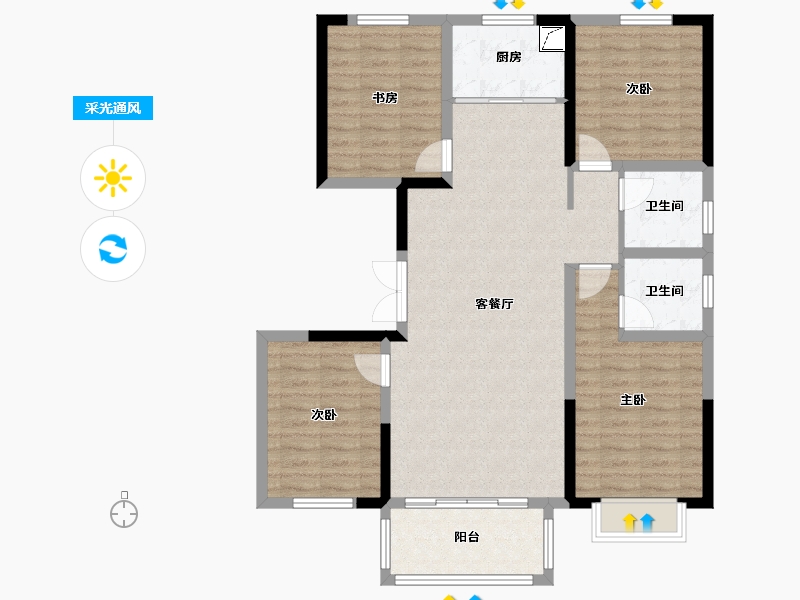 河北省-衡水市-泓和首府-117.02-户型库-采光通风