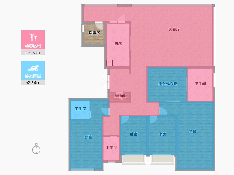 湖南省-长沙市-万科松湖天地-194.58-户型库-动静分区