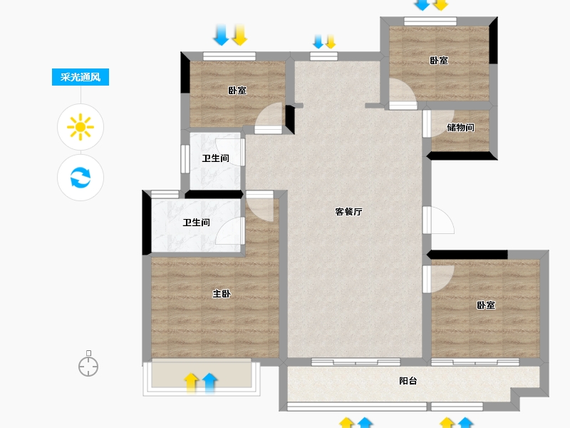 安徽省-宣城市-城投·公园里-82.98-户型库-采光通风