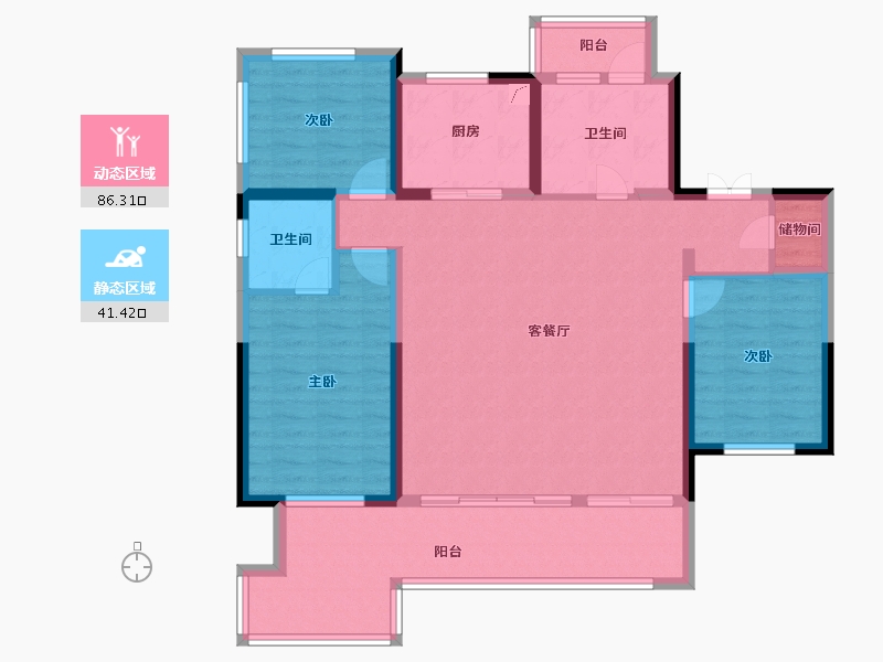 贵州省-贵阳市-中铁阅花溪-114.73-户型库-动静分区