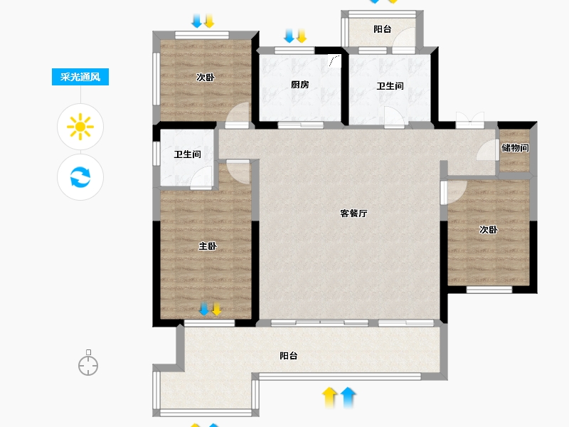 贵州省-贵阳市-中铁阅花溪-114.73-户型库-采光通风