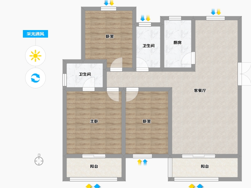 陕西省-西安市-景祥·君悦-97.99-户型库-采光通风