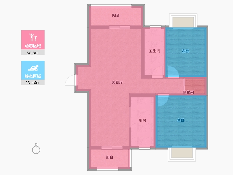 陕西省-西安市-景祥·君悦-72.75-户型库-动静分区