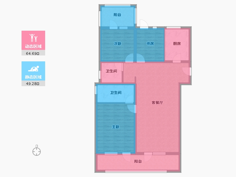 青海省-西宁市-中房·东方云舒-101.61-户型库-动静分区