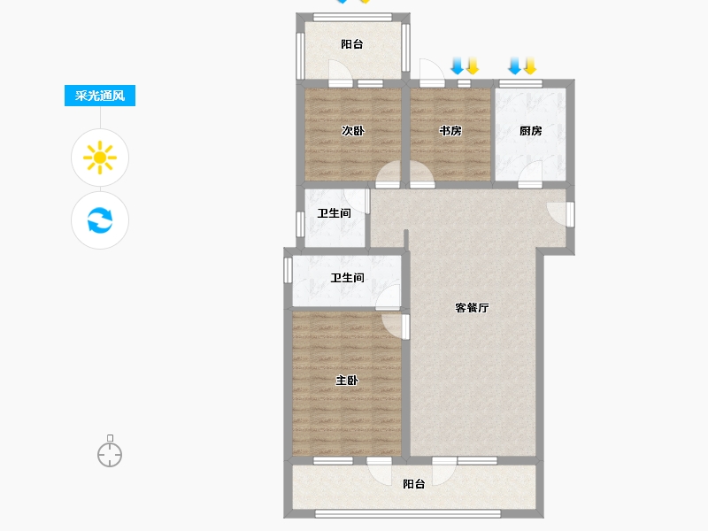 青海省-西宁市-中房·东方云舒-101.61-户型库-采光通风