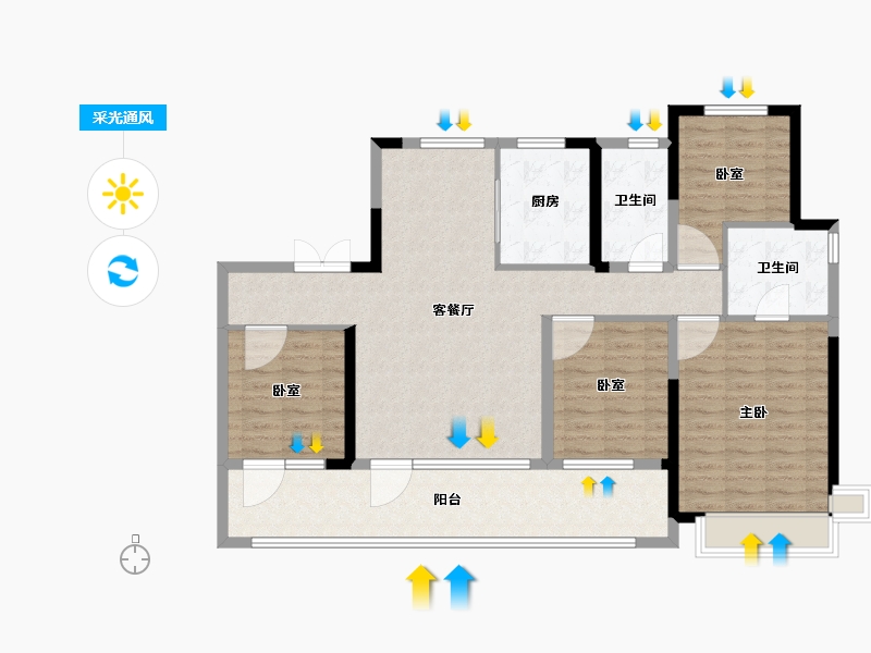 山东省-青岛市-保利和颂-114.40-户型库-采光通风