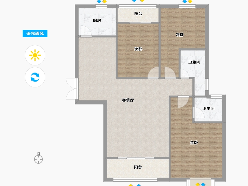 陕西省-西安市-景祥·君悦-97.35-户型库-采光通风