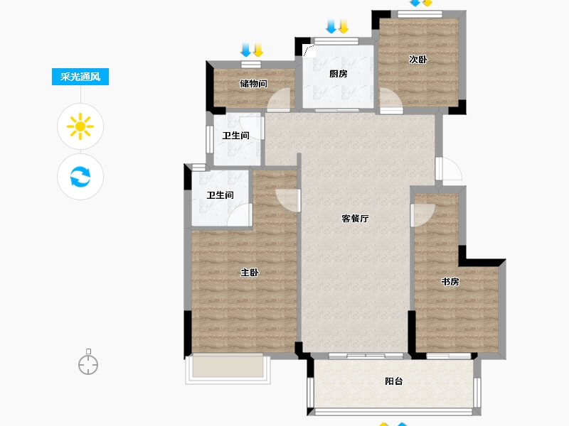 浙江省-金华市-野风广场-99.68-户型库-采光通风