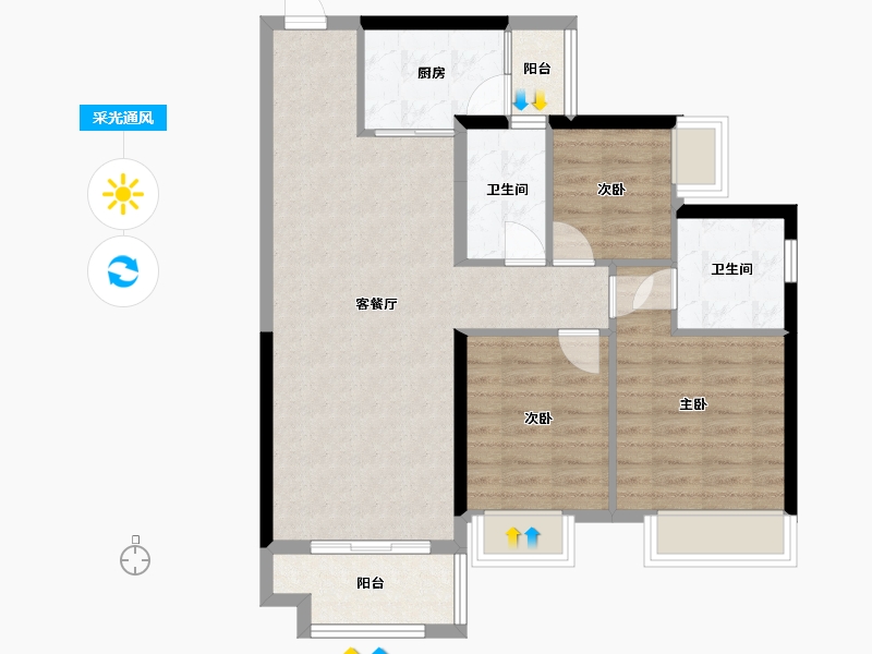 湖南省-湘潭市-美的莲城首府-82.00-户型库-采光通风