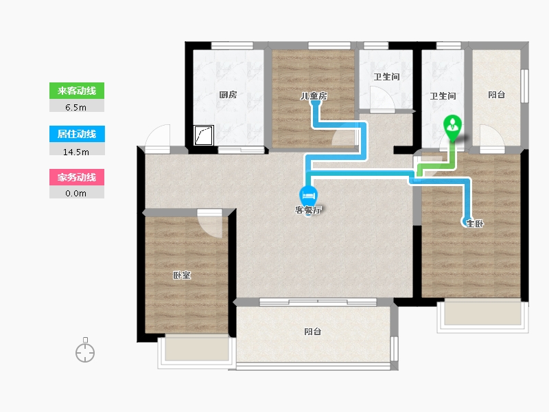 河南省-郑州市-高新·和锦莲序-93.63-户型库-动静线