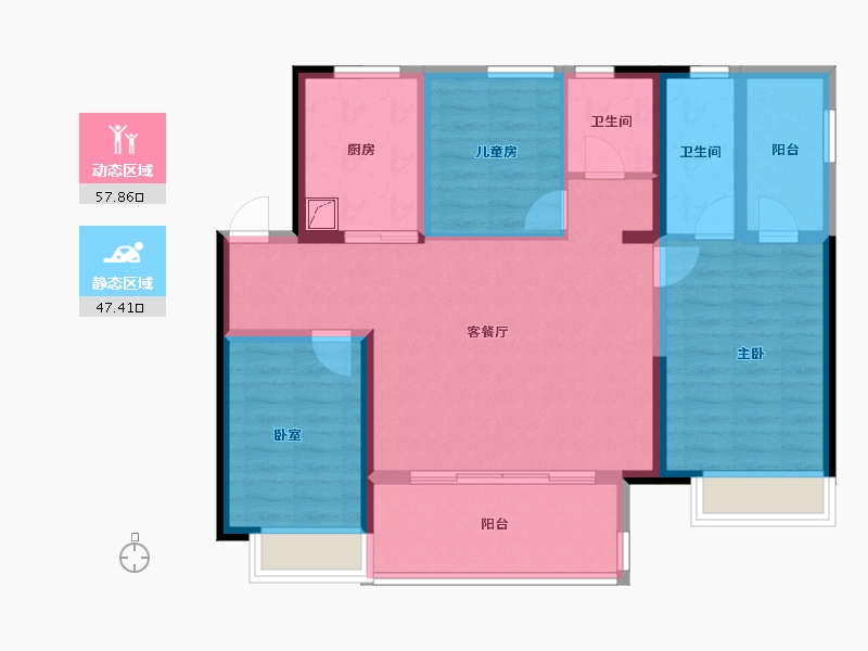 河南省-郑州市-高新·和锦莲序-93.63-户型库-动静分区