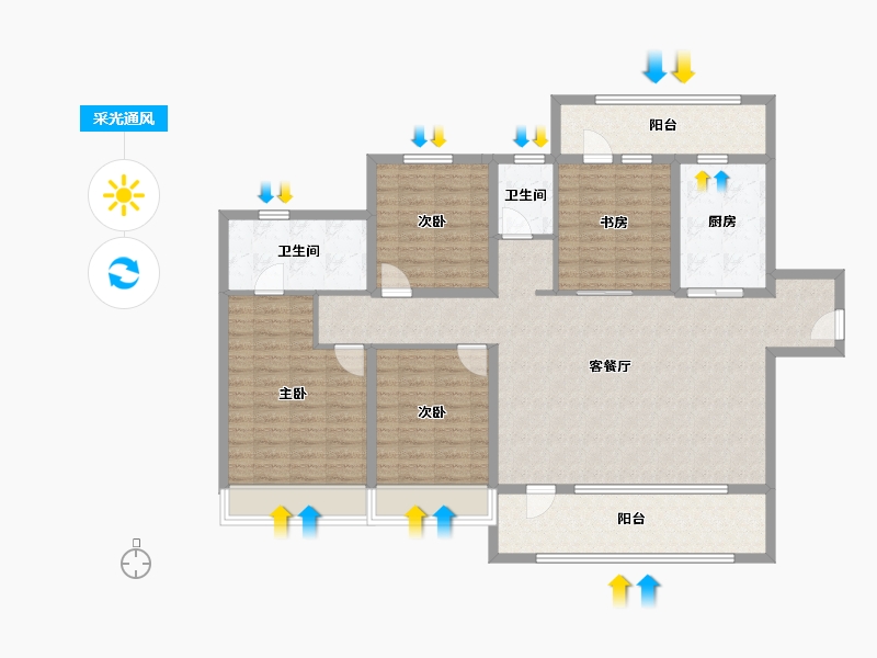 青海省-西宁市-中房·东方云舒-134.49-户型库-采光通风