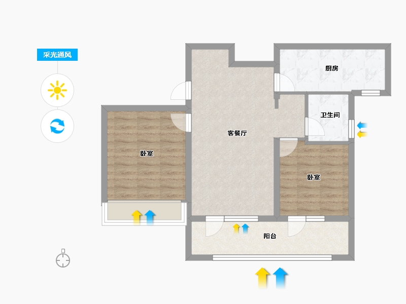 青海省-西宁市-中房·东方云舒-68.80-户型库-采光通风