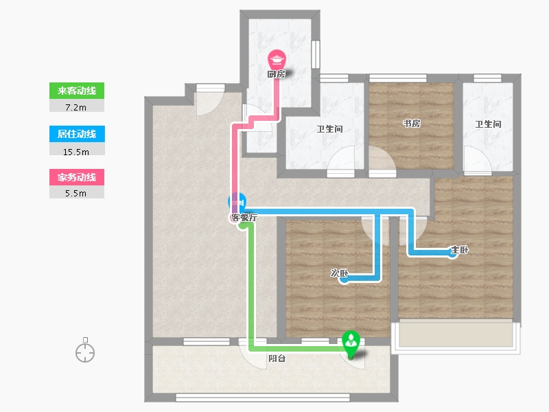 青海省-西宁市-中房·东方云舒-89.60-户型库-动静线