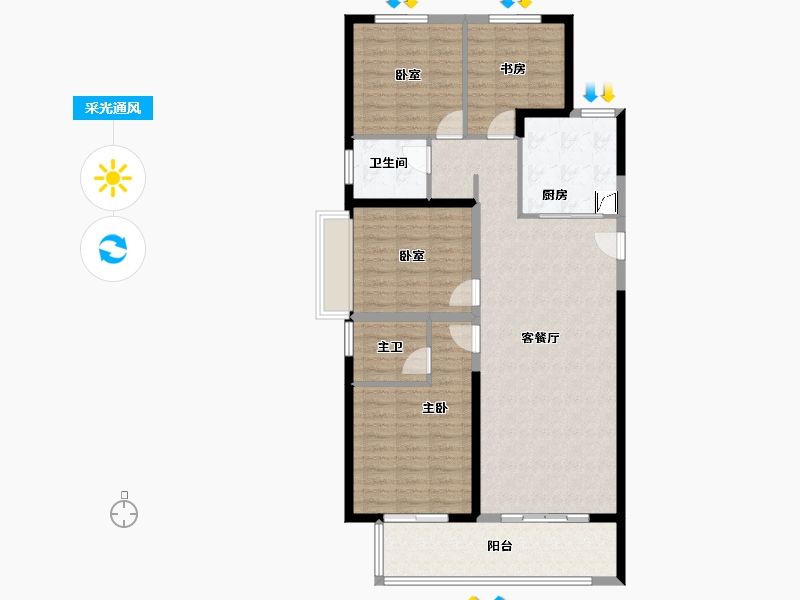 河南省-郑州市-美盛·教育港湾-114.54-户型库-采光通风