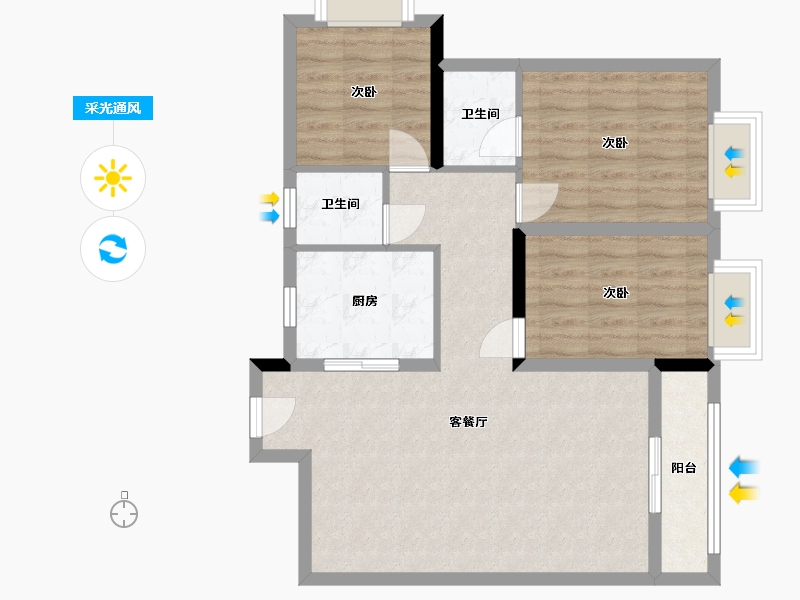 广西壮族自治区-钦州市-钦州铁路小区-90.00-户型库-采光通风