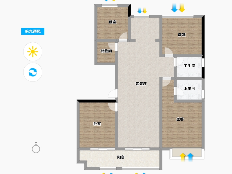 安徽省-宣城市-城投·公园里-123.31-户型库-采光通风